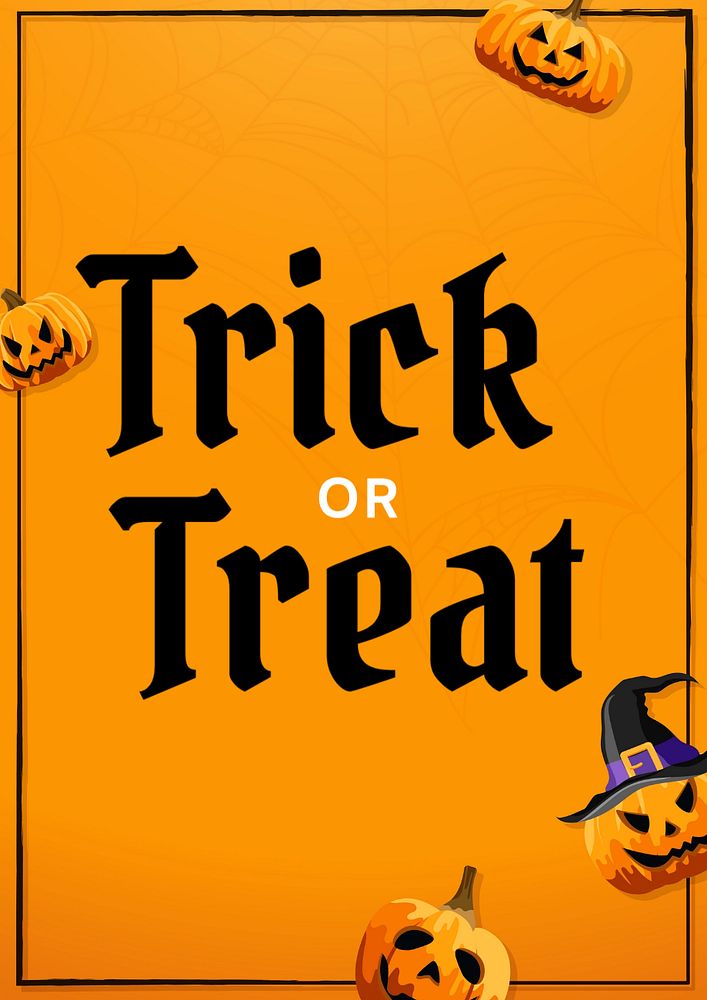 Trick or treat poster template, editable text and design