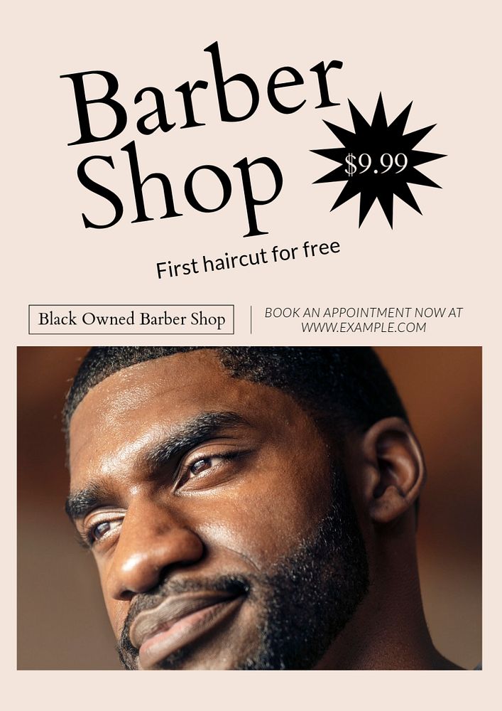 Barbershop poster template, editable text and design