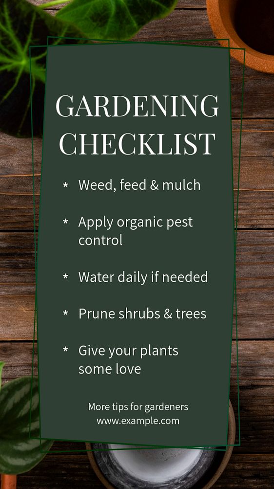 Gardening checklist  Instagram story template, editable text