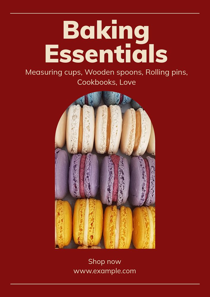 Baking essentials poster template, editable text and design