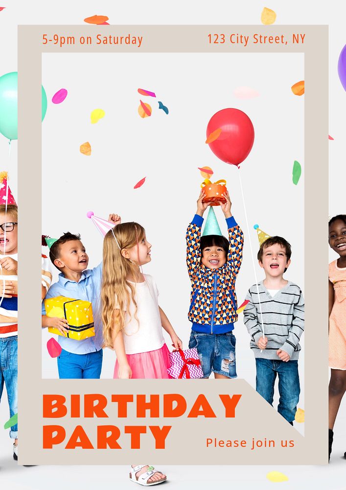 Birthday party  poster template, editable text and design