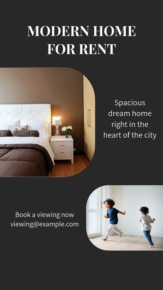 Modern home rental  Instagram story template, editable text