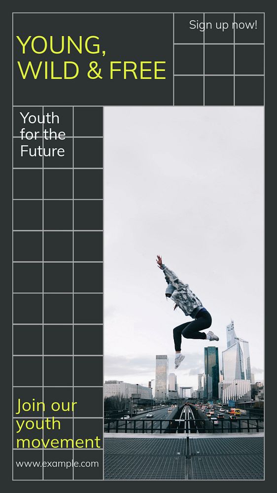 Young wild & free  Instagram story template, editable text