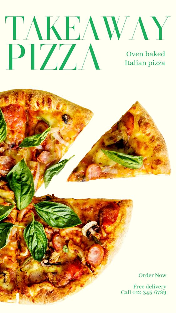 Takeaway pizza  Instagram story template, editable text