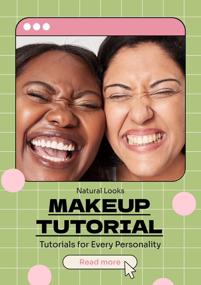 Makeup tutorial  poster template, editable text and design