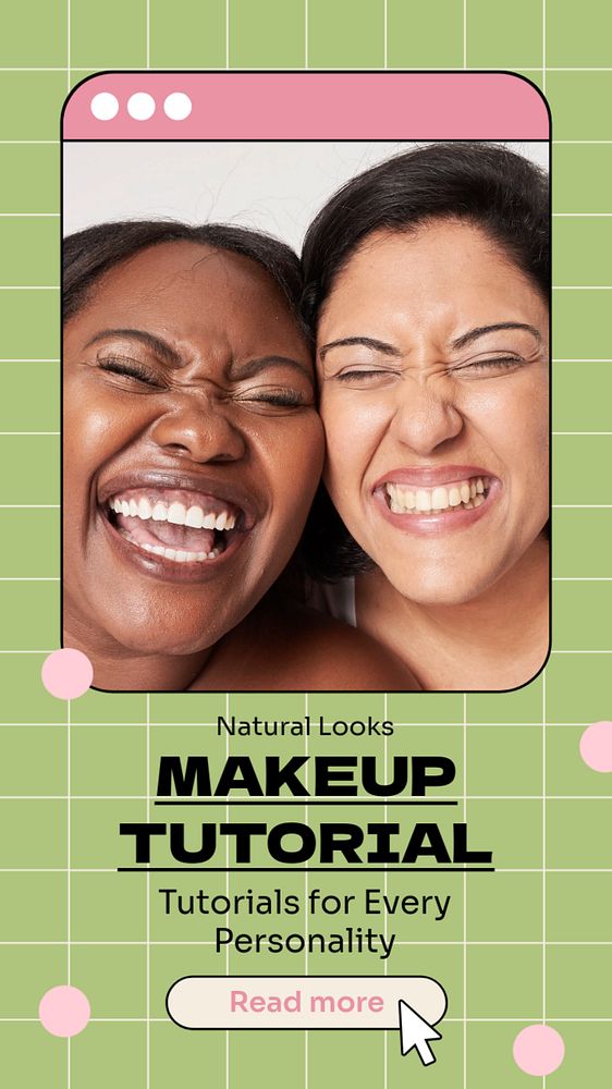 Makeup tutorial  Instagram story template, editable text