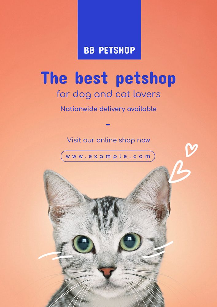 BB petshop poster template, editable text and design