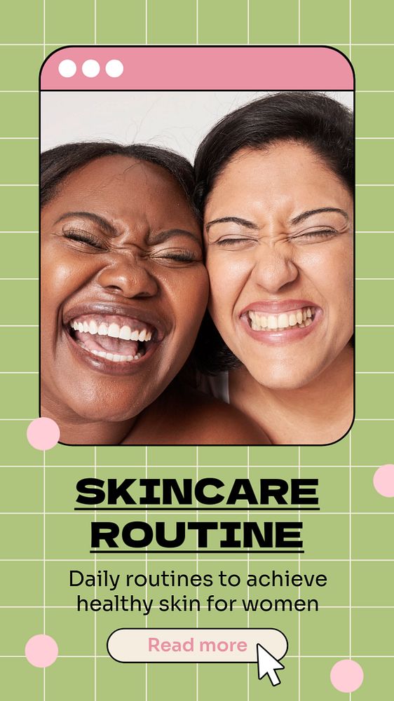 Skincare routine  Instagram story template, editable text