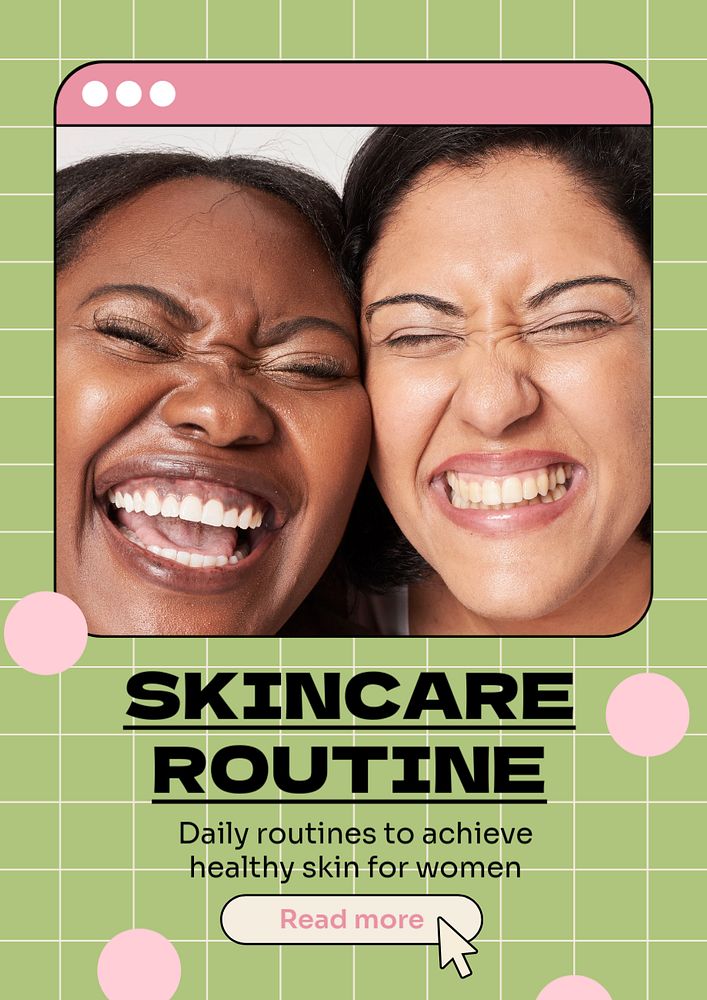 Skincare routine  poster template, editable text and design