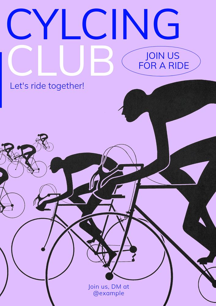 Cycling club  poster template, editable text and design