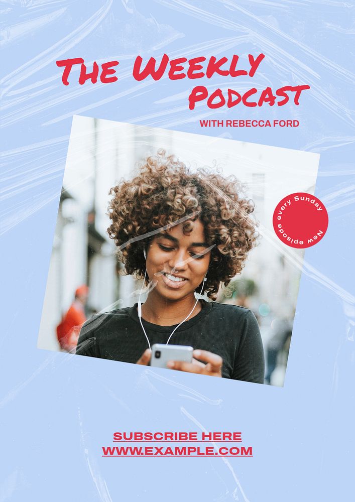 Weekly podcast  poster template, editable text and design