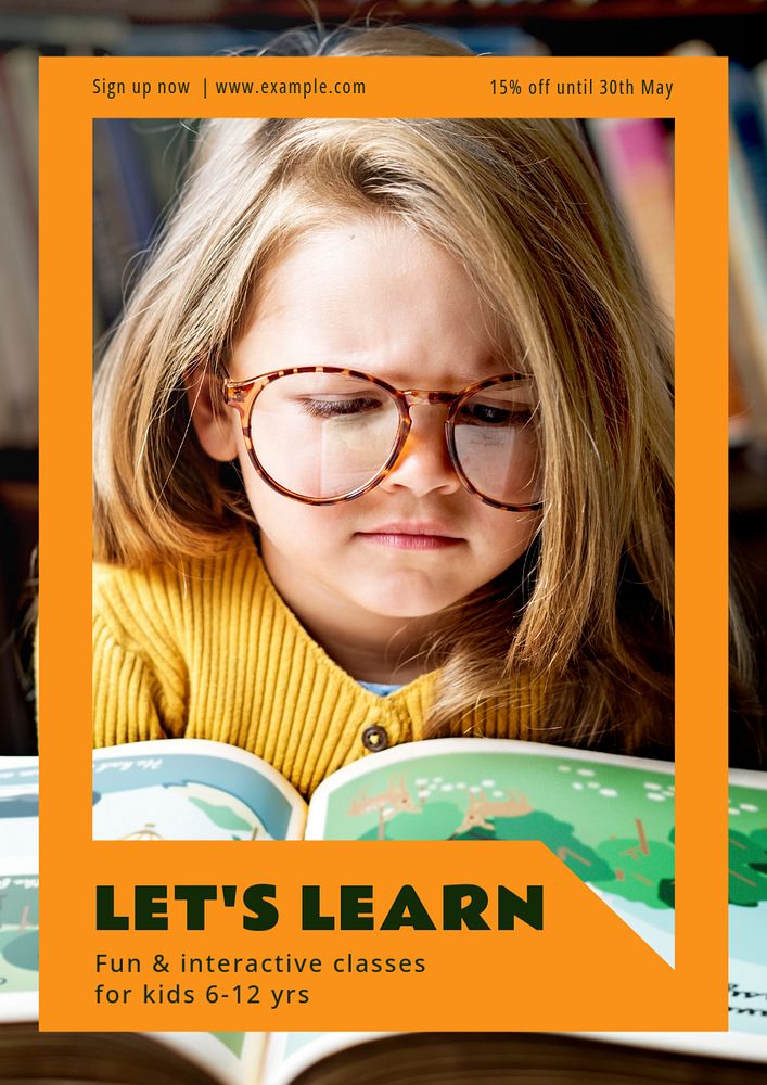 Let's learn  poster template, editable text and design