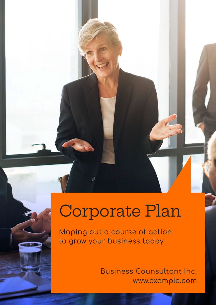 Corporate plan  poster template, editable text and design