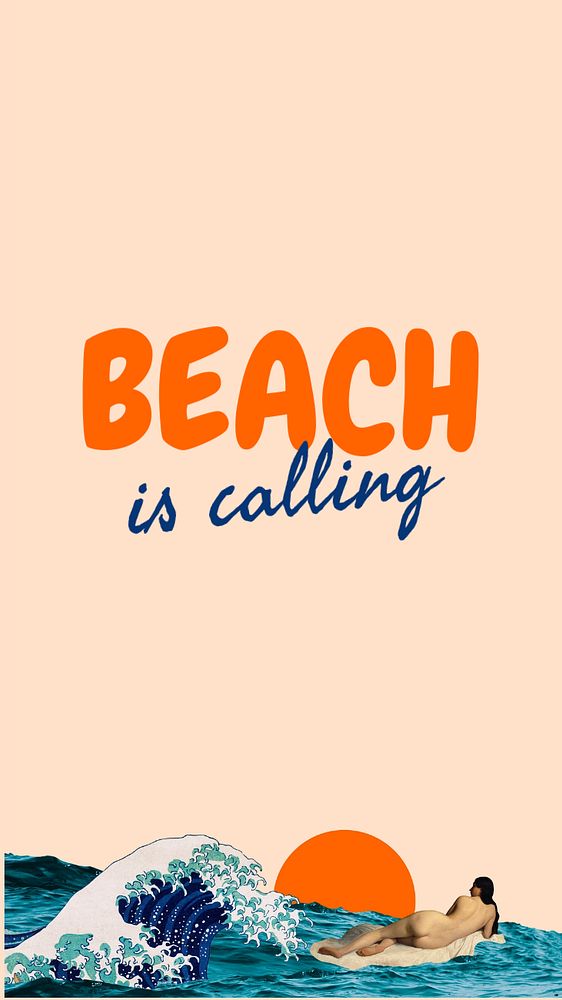 Beach is calling Instagram story template, editable text