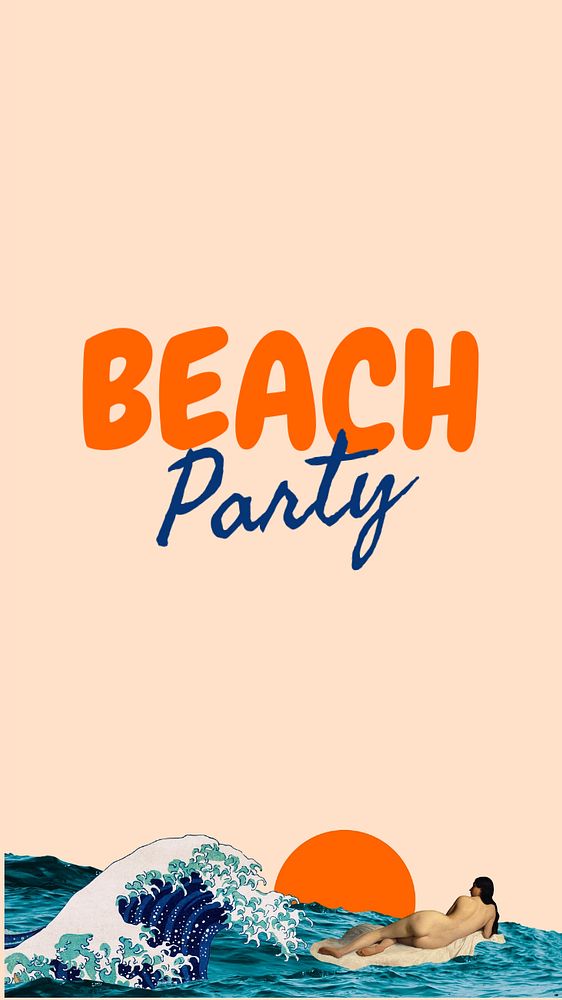 Beach party Instagram story template, editable text