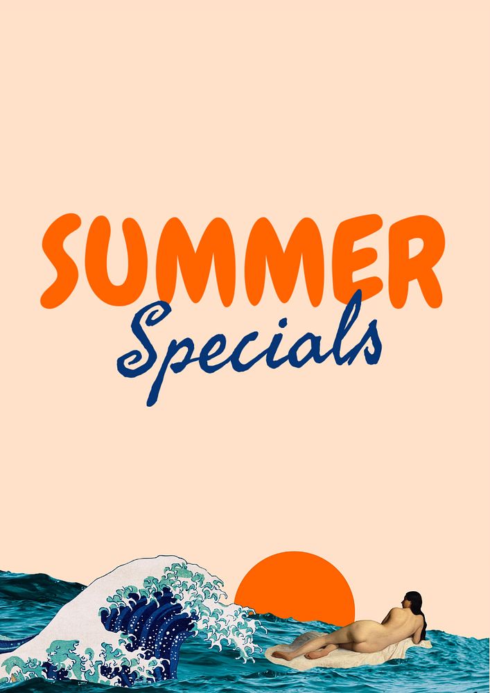 Summer specials poster template, editable text and design