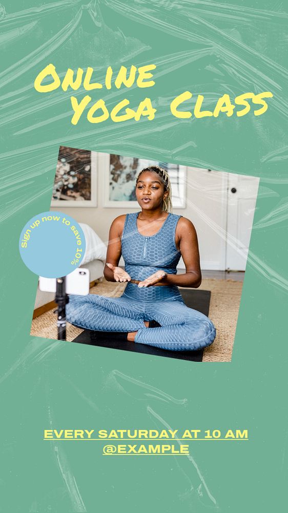 Online yoga class  Instagram story template, editable text