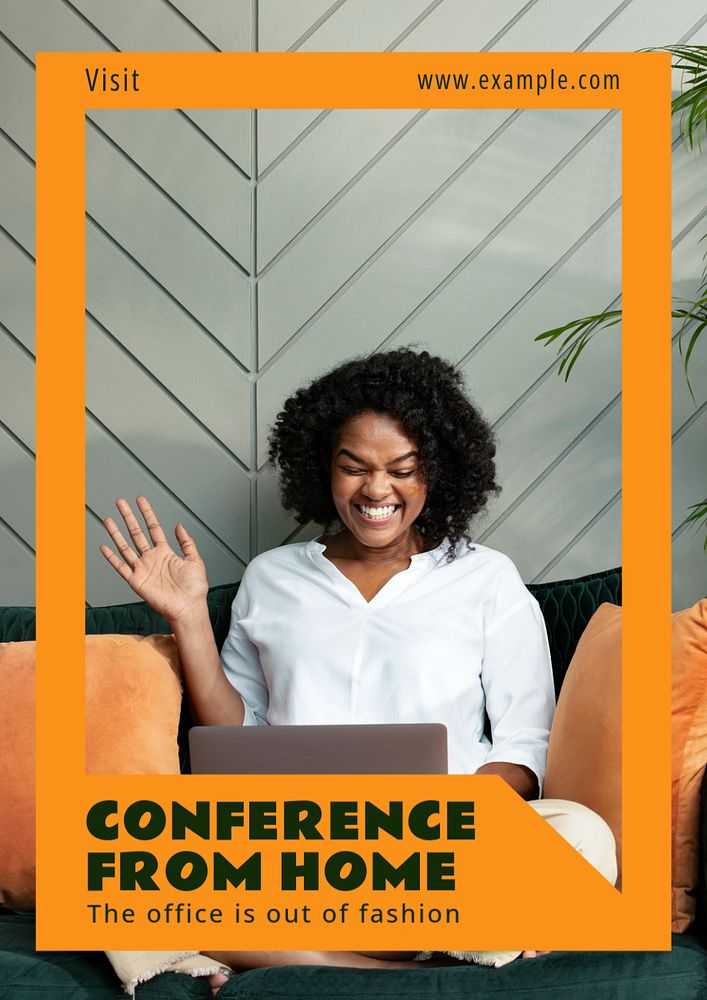 Conference from home  poster template, editable text and design