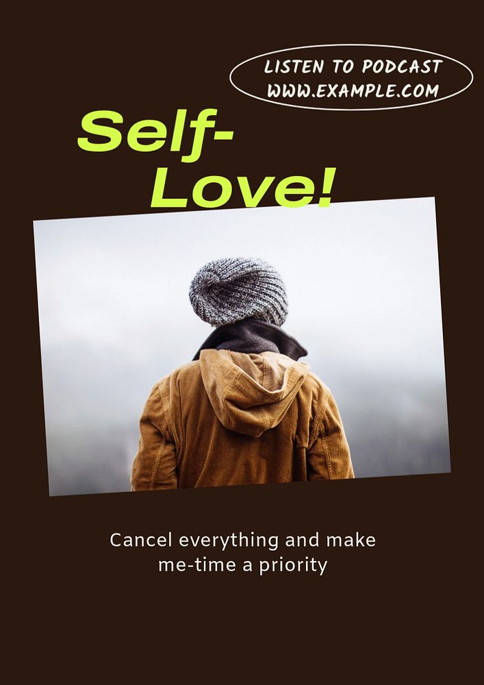 Self-love  poster template, editable text and design