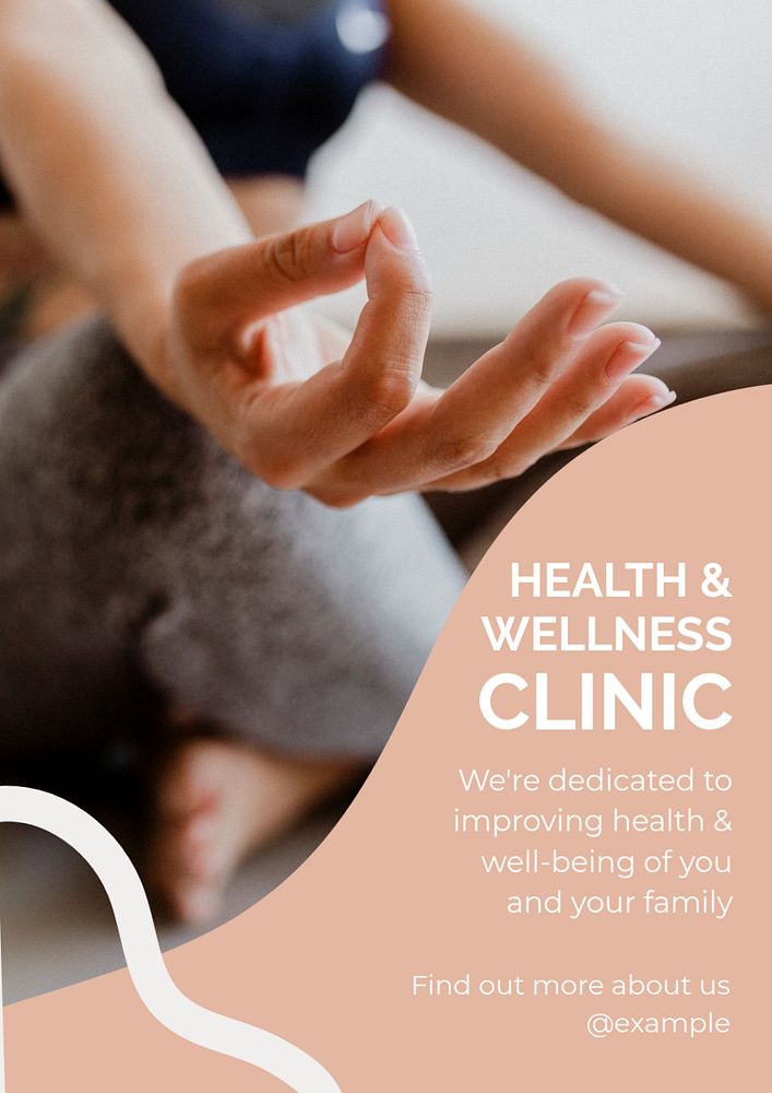 Health & wellness clinic poster template, editable text and design