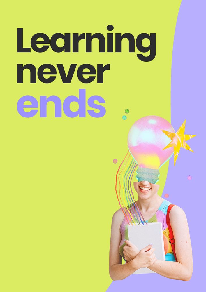 Learning never ends  poster template, editable text and design