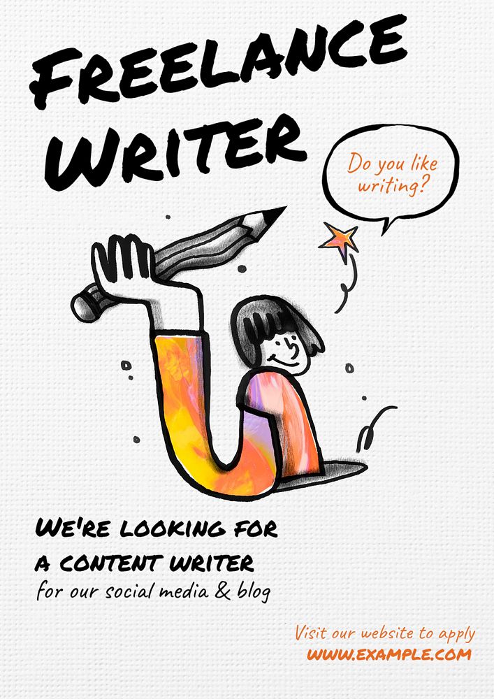 Freelance writer  poster template, editable text and design