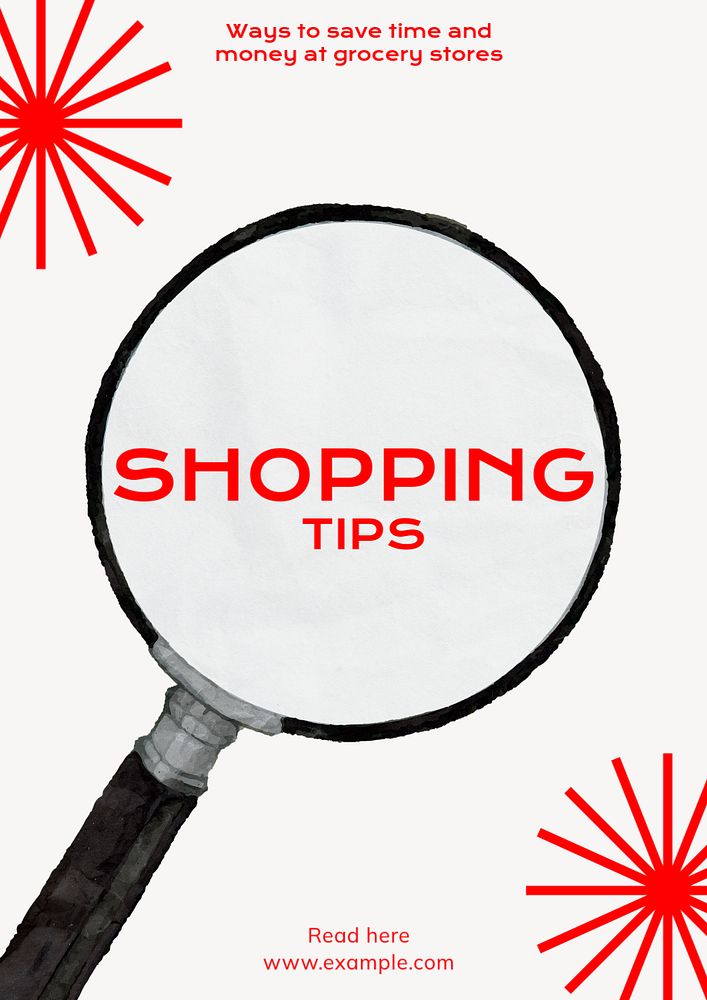 Shopping tips  poster template, editable text and design