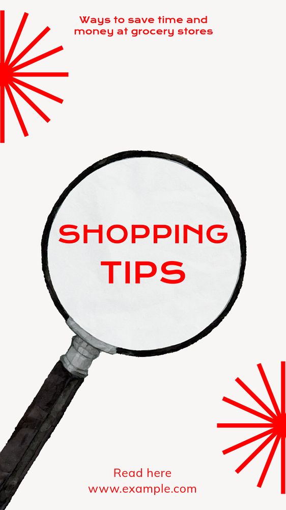 Shopping tips  Instagram story template, editable text