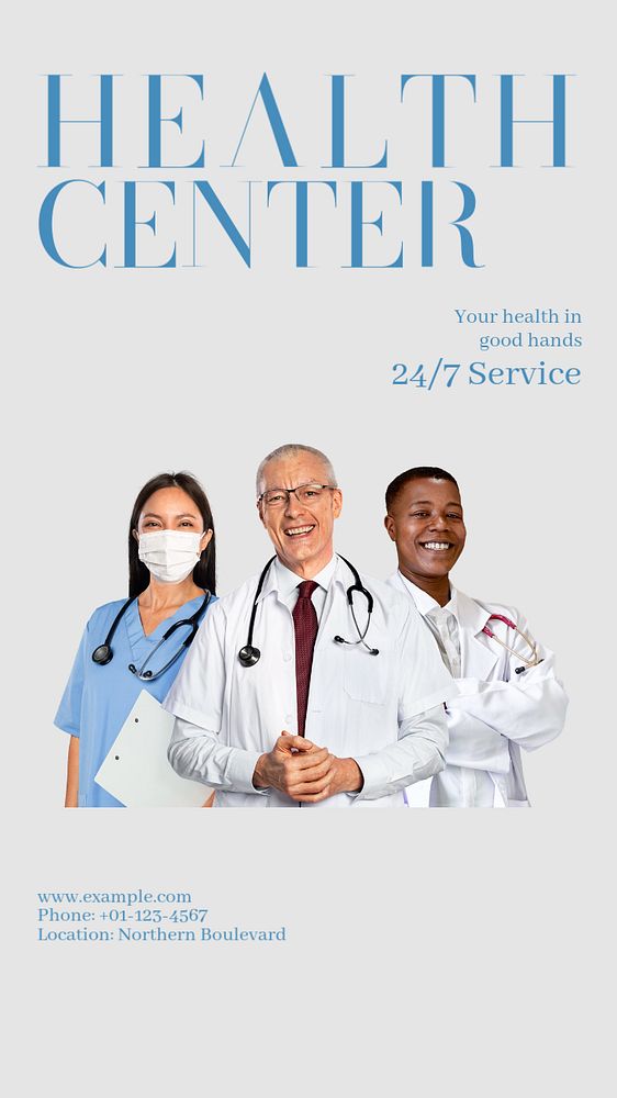 Health center Instagram story template, editable text