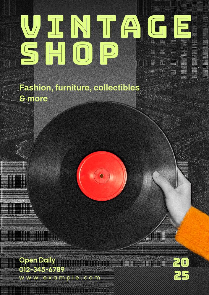 Vintage shop  poster template, editable text and design