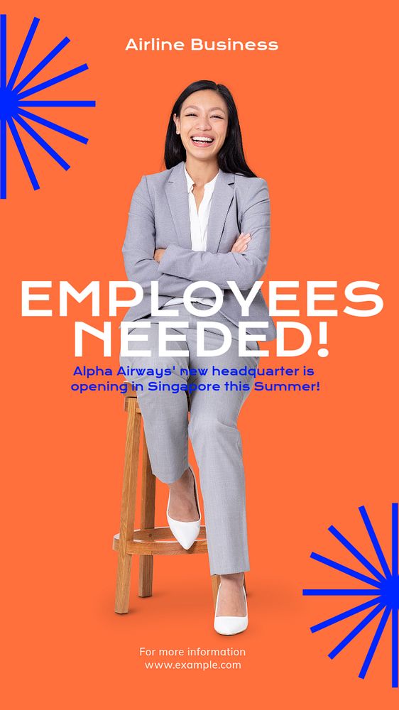 Employees needed  Instagram story template, editable text