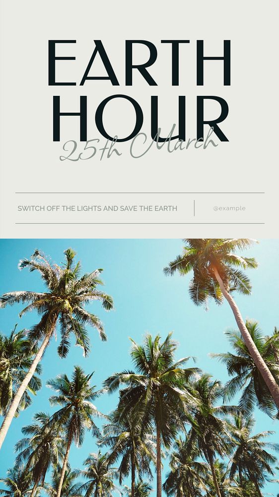 Earth hour  Instagram story template, editable text