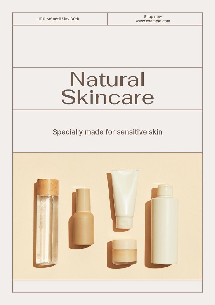 Natural skincare  poster template, editable text and design