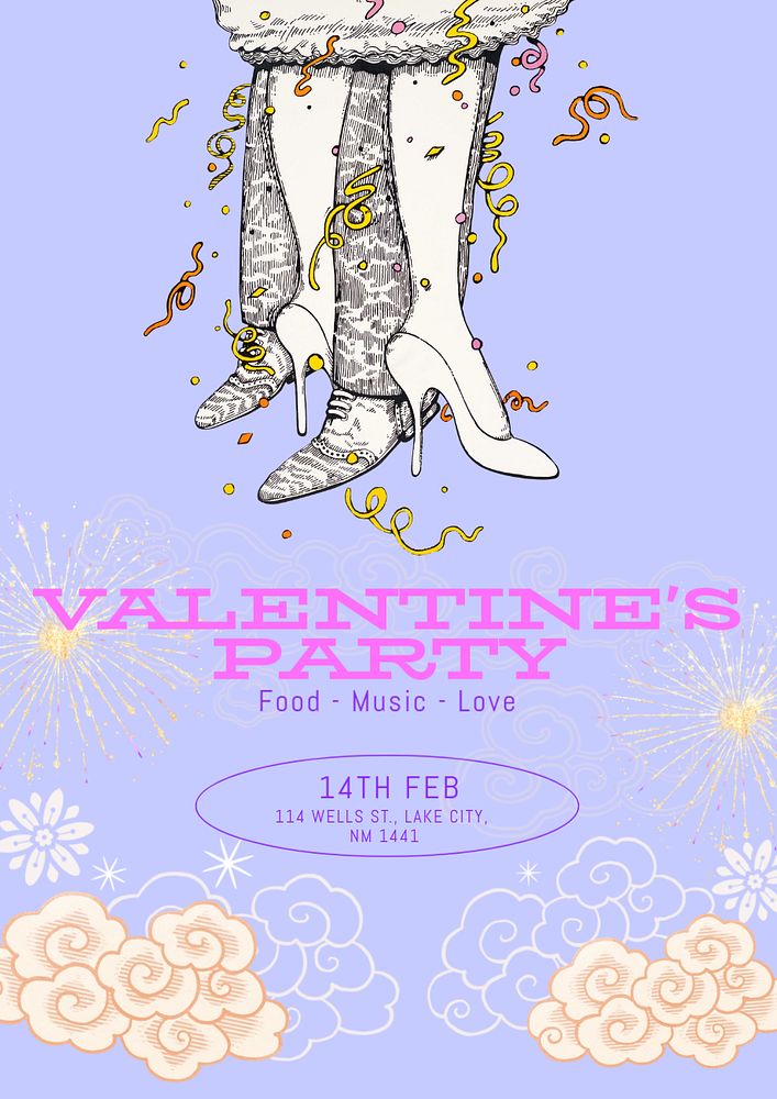 Valentine's party  poster template, editable text and design