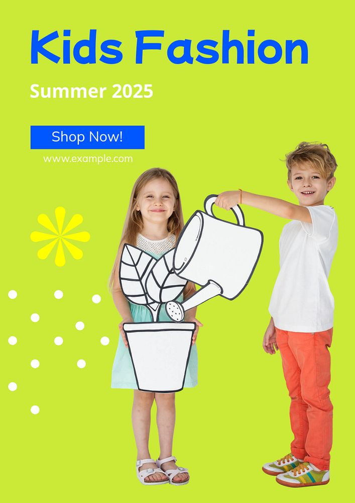 Kids fashion  poster template, editable text and design