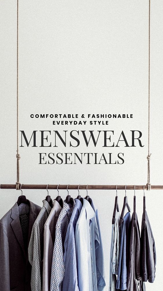 Men's wear essentials Instagram story template, editable text