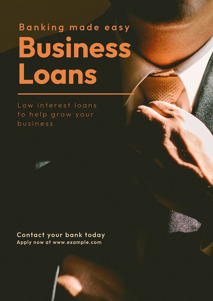 Business loans poster template, editable text and design