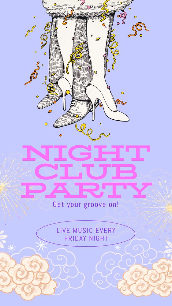 Night club party  Instagram story template, editable text