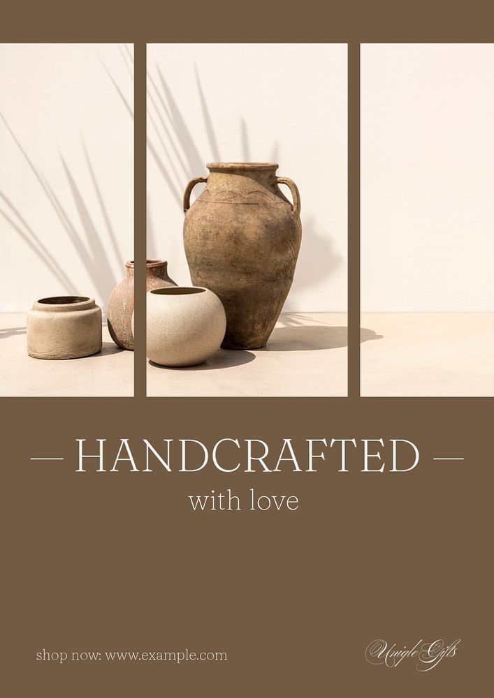 Handcrafted with love  poster template, editable text and design