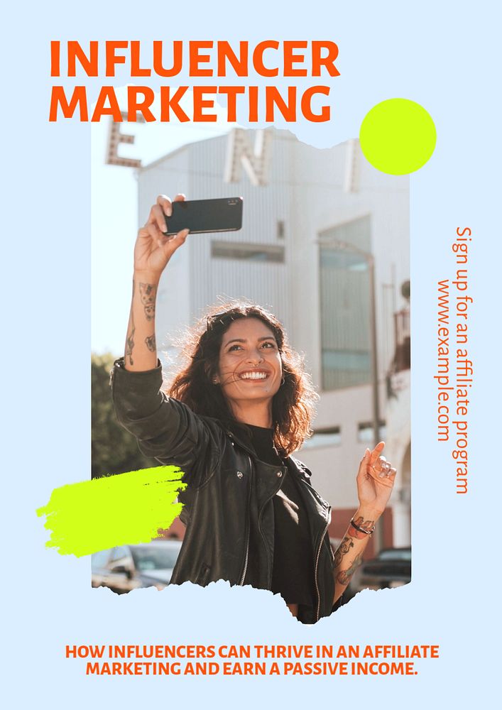 Influencer marketing  poster template, editable text and design