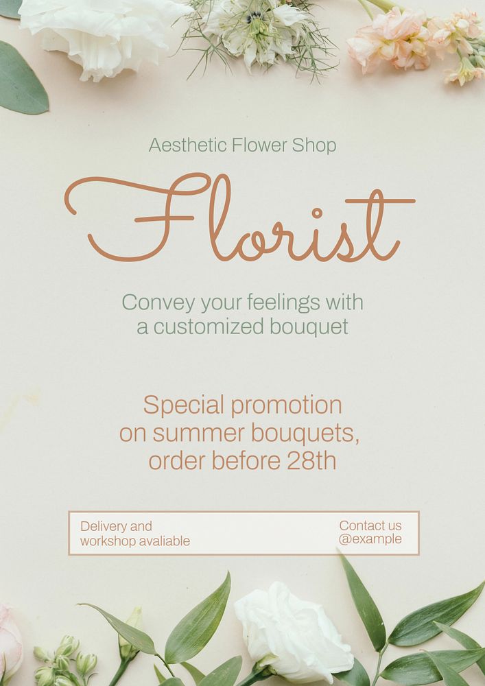 Florist poster template, editable text and design