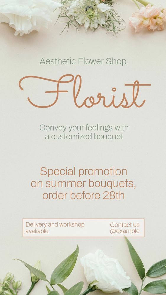 Florist Instagram story template, editable text