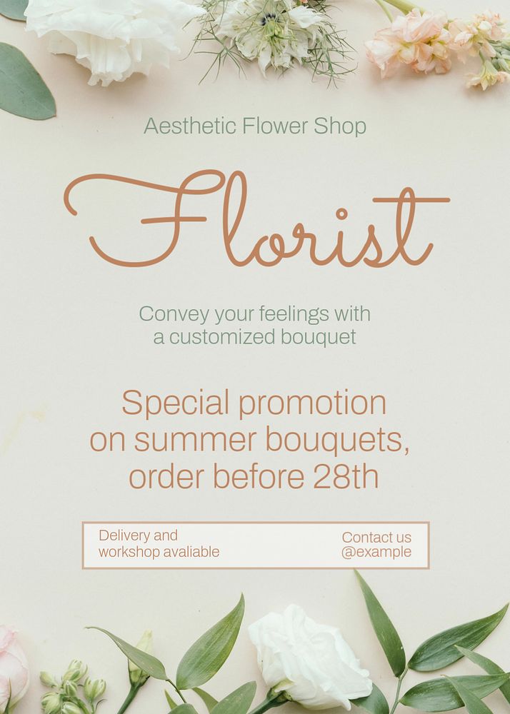 Florist template, editable design