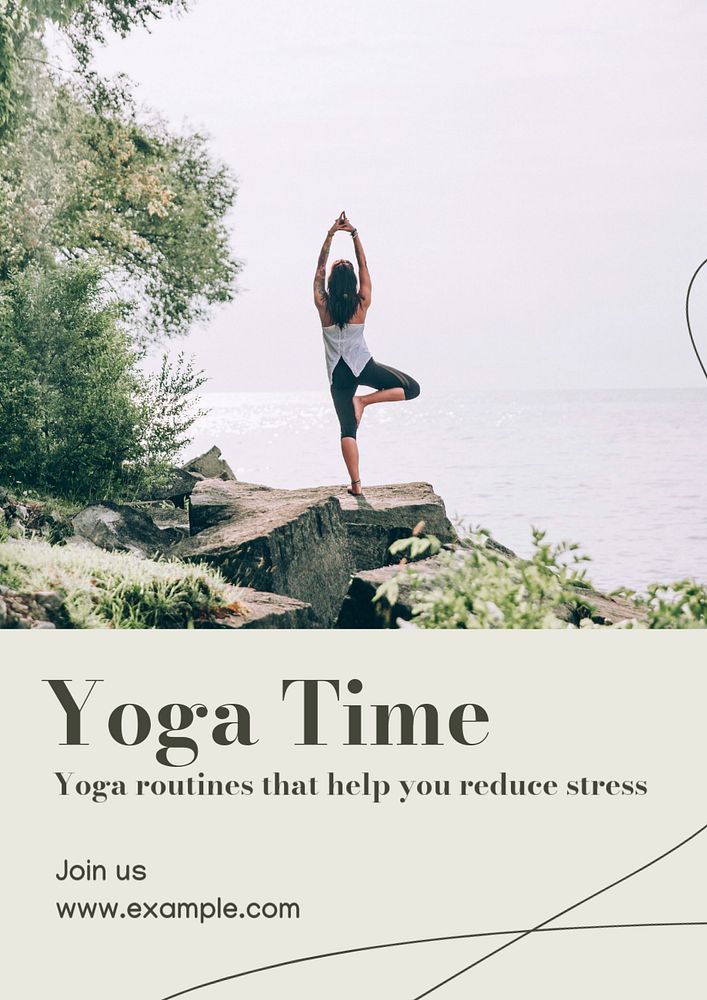 Yoga time poster template, editable text & design