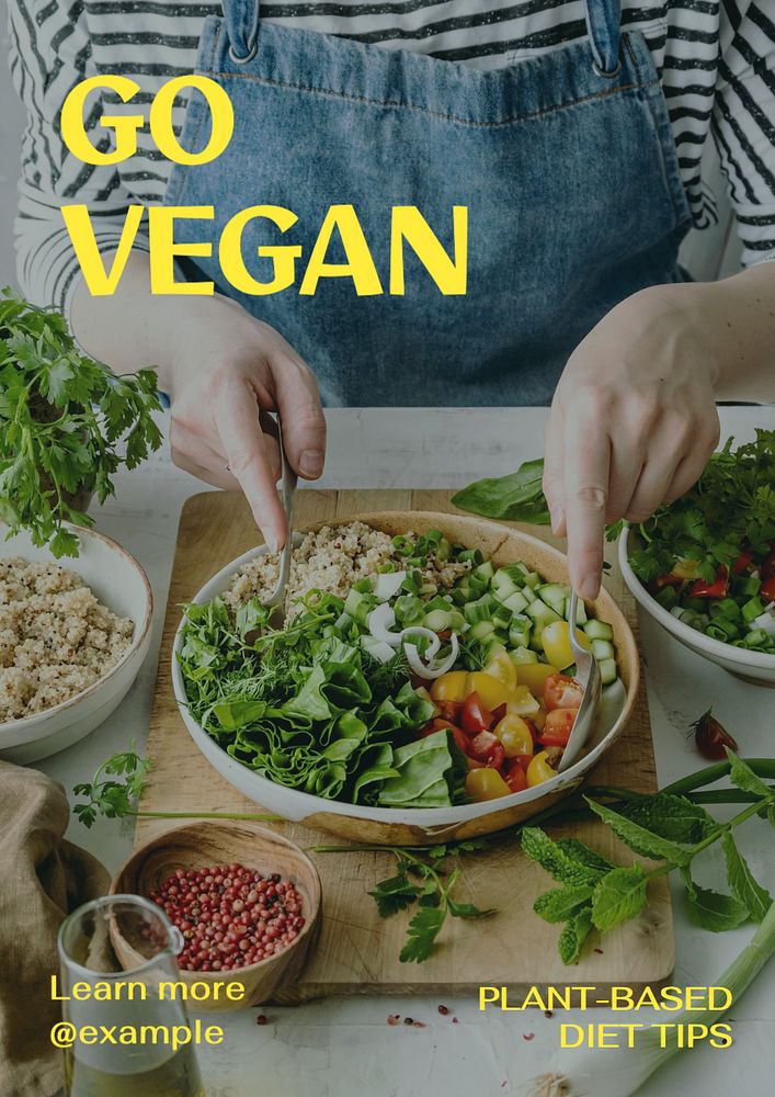 Plant-based vegan diet poster template, editable text and design