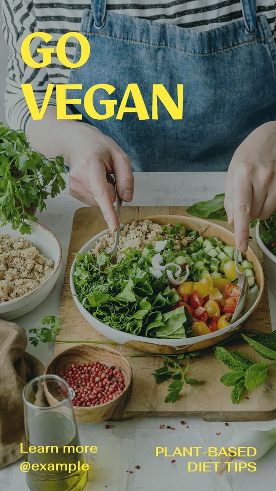 Plant-based vegan diet Instagram story template, editable text