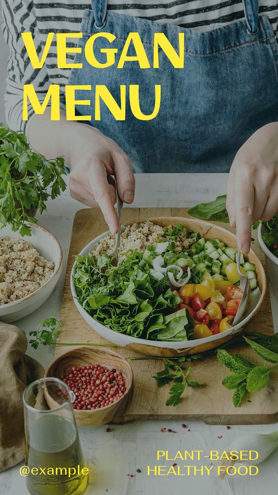 Vegan menu Instagram story template, editable text