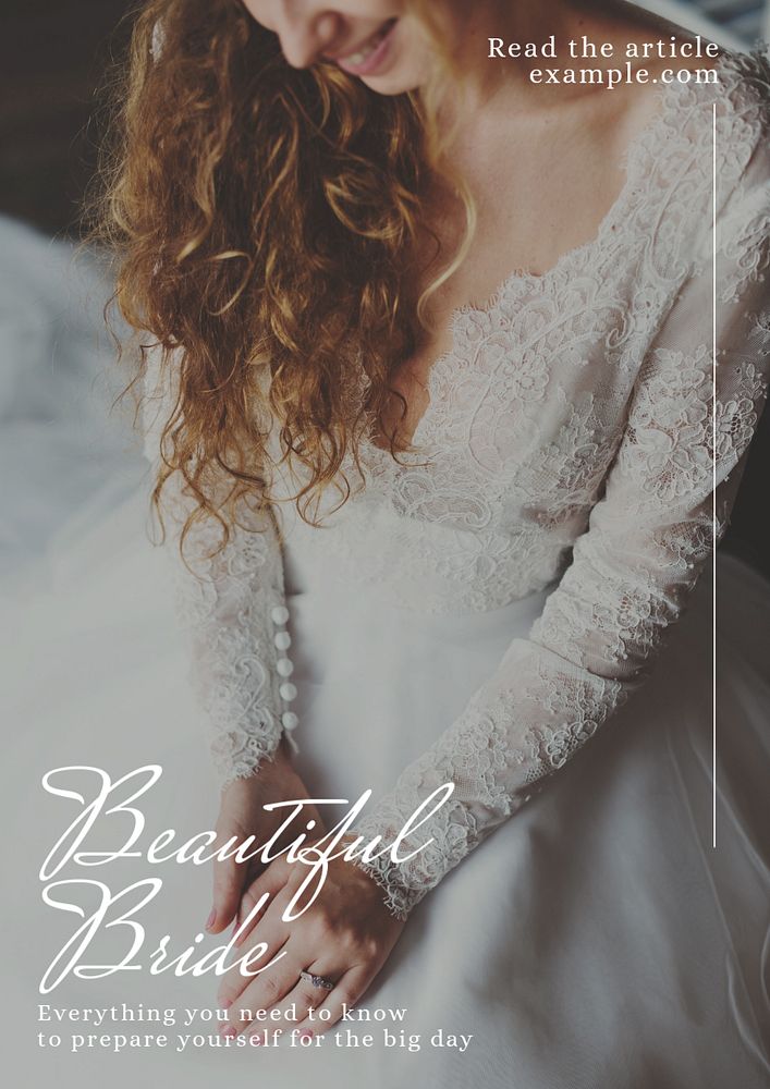 Beautiful bride poster template, editable text and design