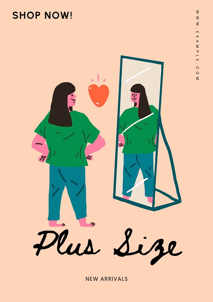 Plus size fashion  poster template, editable text and design