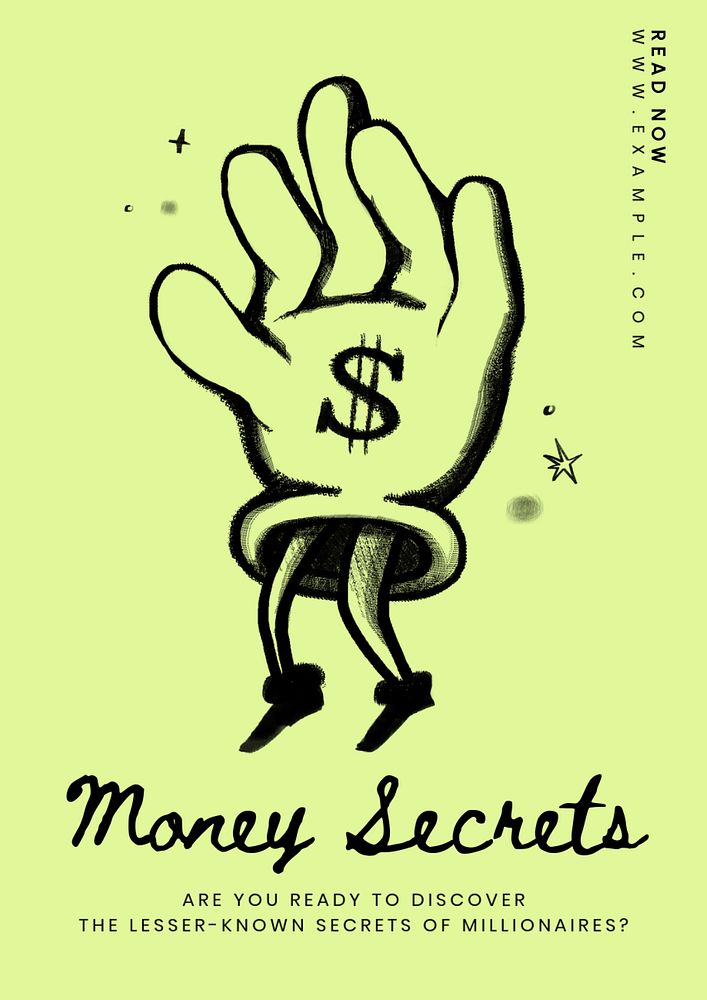 Money secrets  poster template, editable text and design